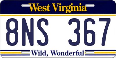 WV license plate 8NS367