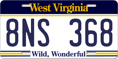 WV license plate 8NS368