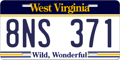 WV license plate 8NS371