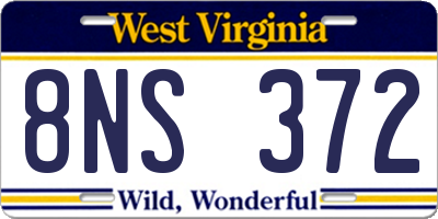 WV license plate 8NS372