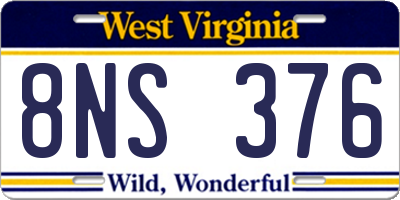 WV license plate 8NS376