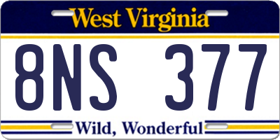 WV license plate 8NS377