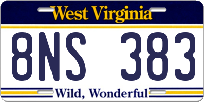 WV license plate 8NS383