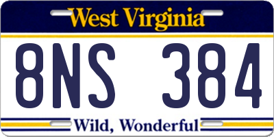 WV license plate 8NS384