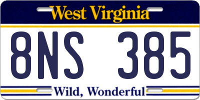 WV license plate 8NS385