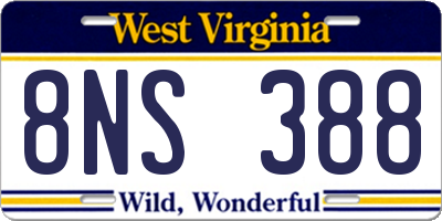 WV license plate 8NS388