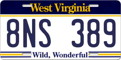 WV license plate 8NS389
