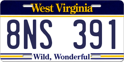 WV license plate 8NS391
