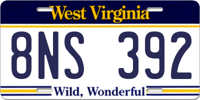 WV license plate 8NS392
