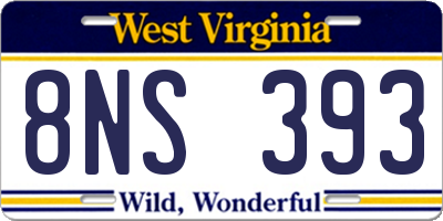 WV license plate 8NS393