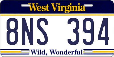 WV license plate 8NS394