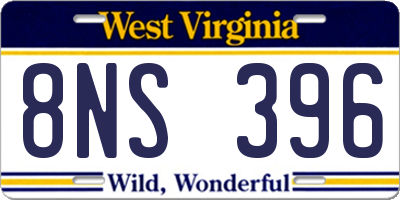WV license plate 8NS396