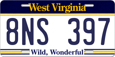 WV license plate 8NS397