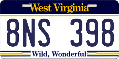 WV license plate 8NS398