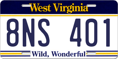 WV license plate 8NS401
