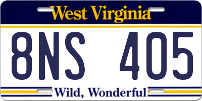 WV license plate 8NS405