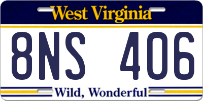 WV license plate 8NS406