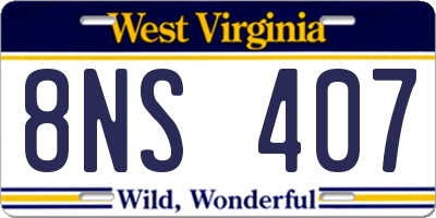 WV license plate 8NS407