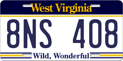 WV license plate 8NS408