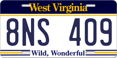 WV license plate 8NS409