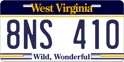 WV license plate 8NS410