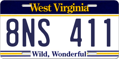 WV license plate 8NS411
