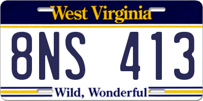 WV license plate 8NS413