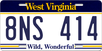 WV license plate 8NS414
