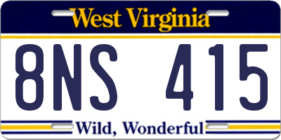 WV license plate 8NS415