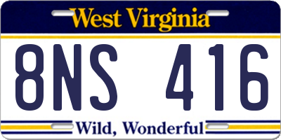 WV license plate 8NS416