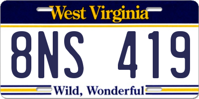 WV license plate 8NS419