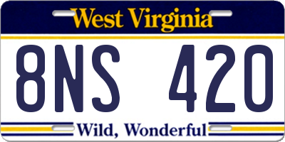 WV license plate 8NS420