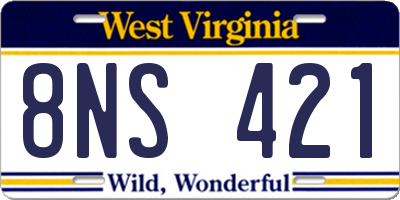 WV license plate 8NS421