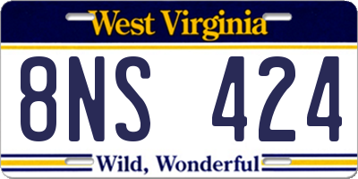 WV license plate 8NS424