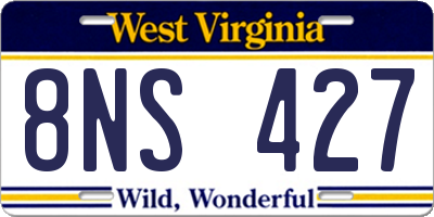 WV license plate 8NS427