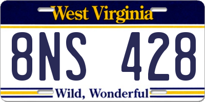 WV license plate 8NS428