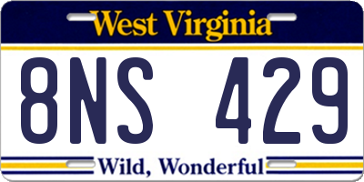 WV license plate 8NS429