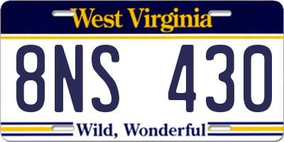WV license plate 8NS430