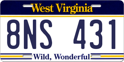 WV license plate 8NS431