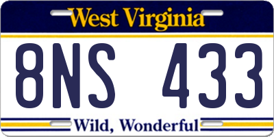 WV license plate 8NS433
