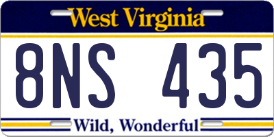 WV license plate 8NS435