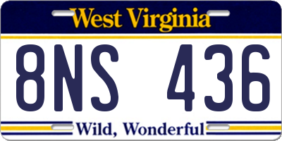 WV license plate 8NS436