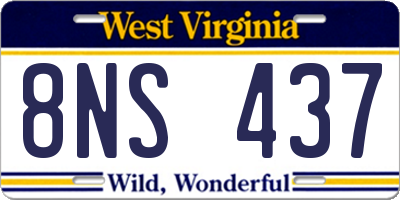 WV license plate 8NS437