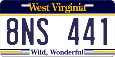 WV license plate 8NS441