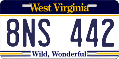 WV license plate 8NS442