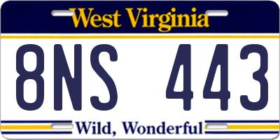 WV license plate 8NS443
