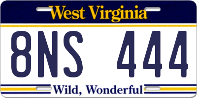 WV license plate 8NS444