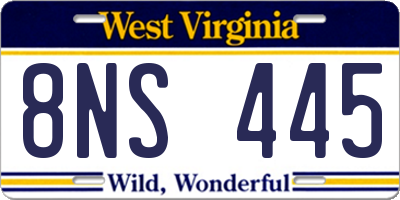WV license plate 8NS445