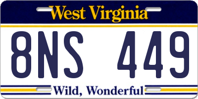 WV license plate 8NS449