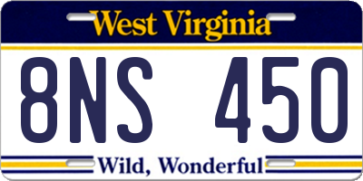 WV license plate 8NS450